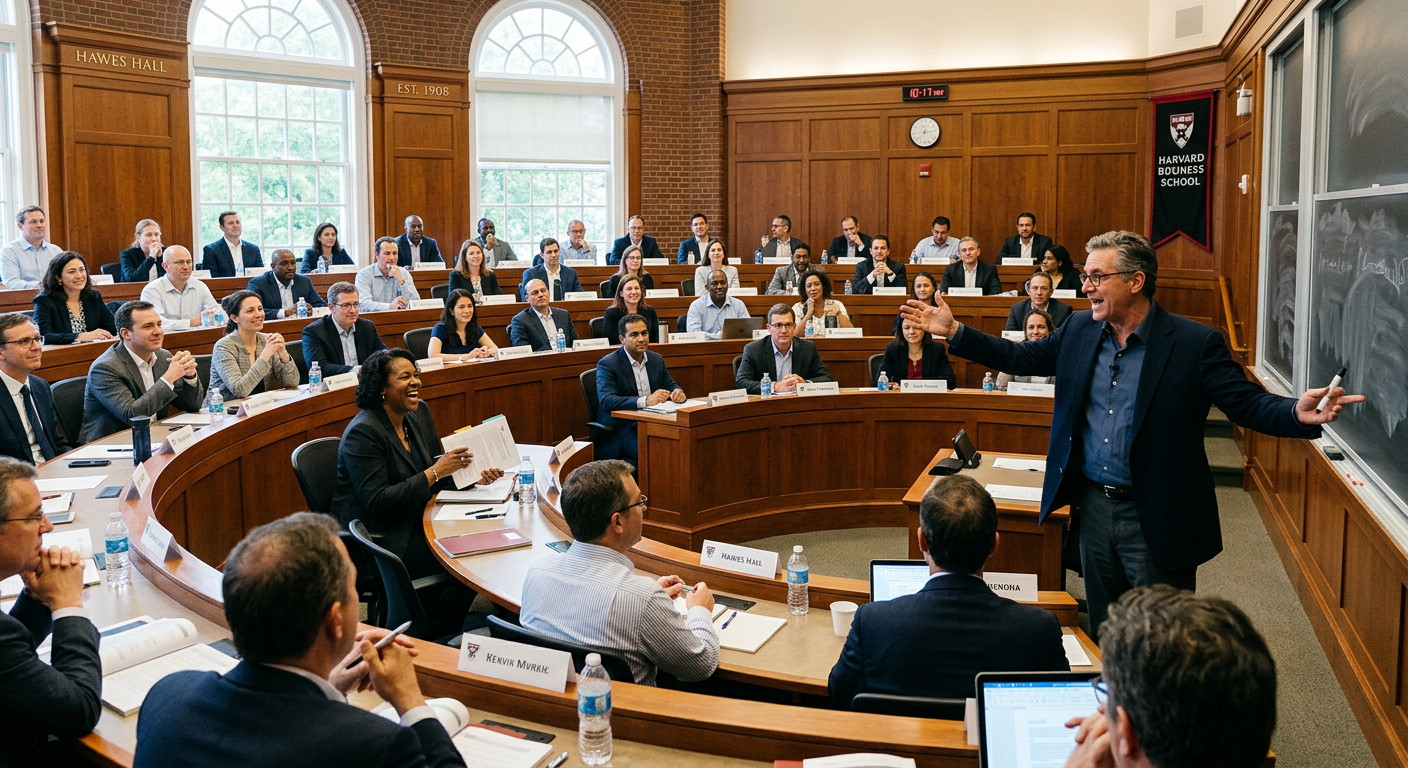 Executives in a Darden case-method classroom discussion