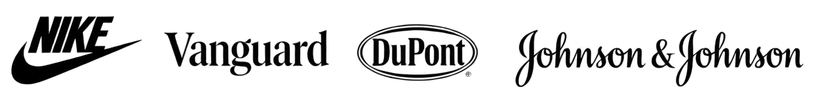 Nike, Vanguard, DuPont, and Johnson & Johnson logos